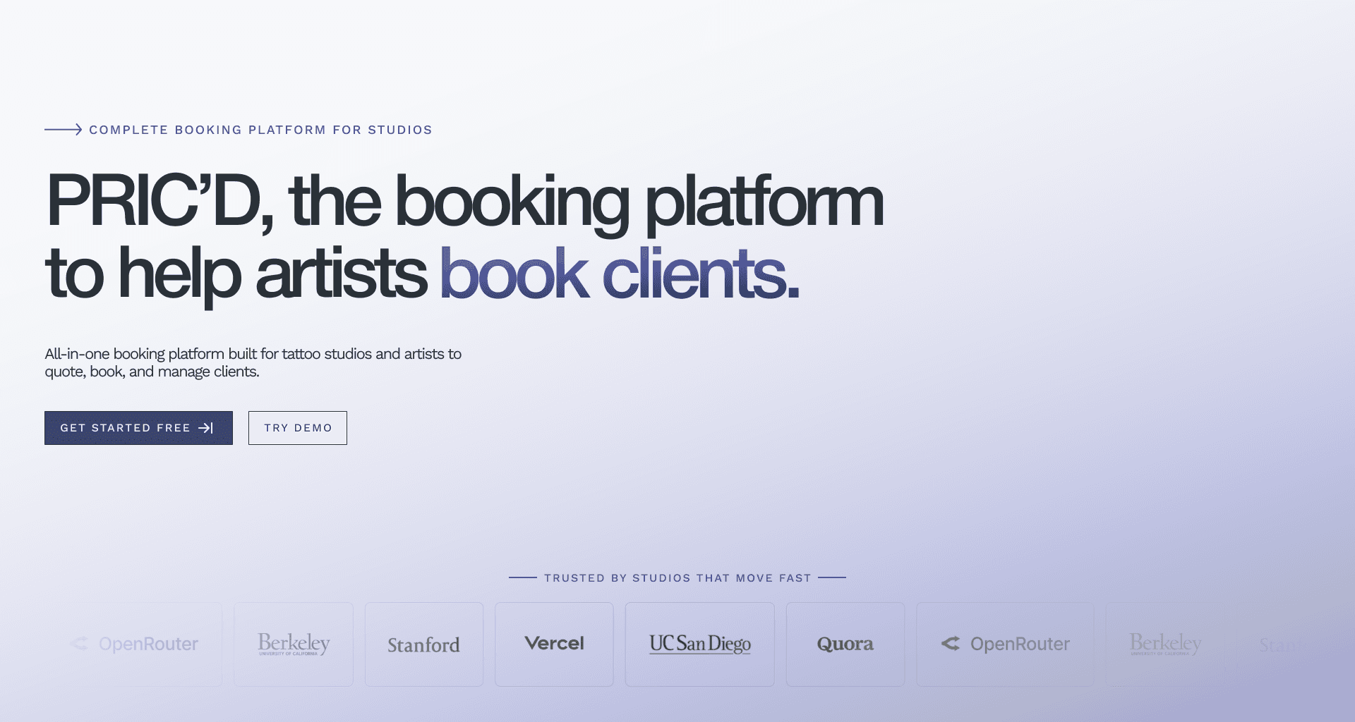 PRICED – Tattoo Pricing & Booking Web Platform